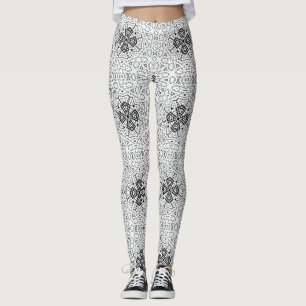 Legging Padrão geométrico Elsa, branco e preto, da abertur