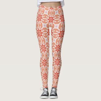 Legging Padrão Geométrico Explosão Estelar em Coral e Pêss