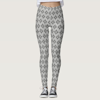 Legging padrão geométrico fino cinza preto e branco
