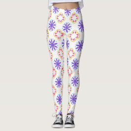 Legging Padrão Geométrico Floral Colorido