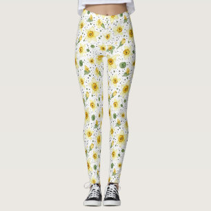 Legging Padrão Geométrico Floral de Narciso Botânico (2)