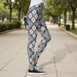 Legging Padrão Geométrico Floral Moderno de Pastel sem cos