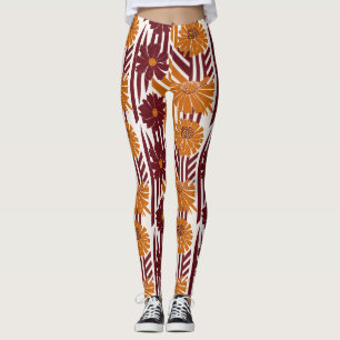 Legging Padrão Geométrico Floral Outonal Rústico (2)