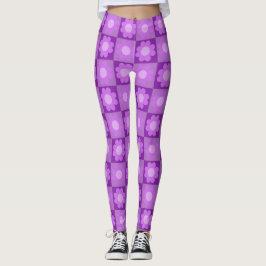 Legging Padrão Geométrico Floral Roxo