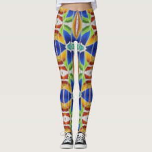 Legging Padrão Geométrico Kaleidoscópico Vibrante Colorido