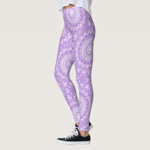 Legging Padrão Geométrico Mandala Lavanda