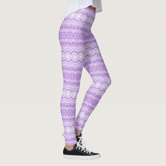 Legging Padrão Geométrico Mandala Lavanda (Direita)