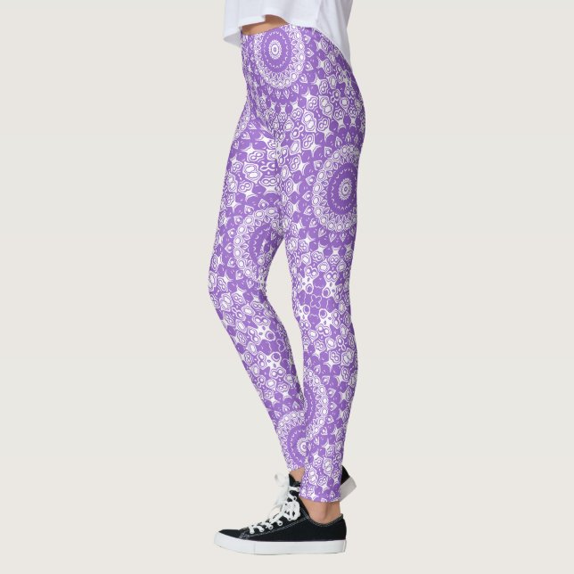 Legging Padrão Geométrico Mandala Roxa (Esquerda)