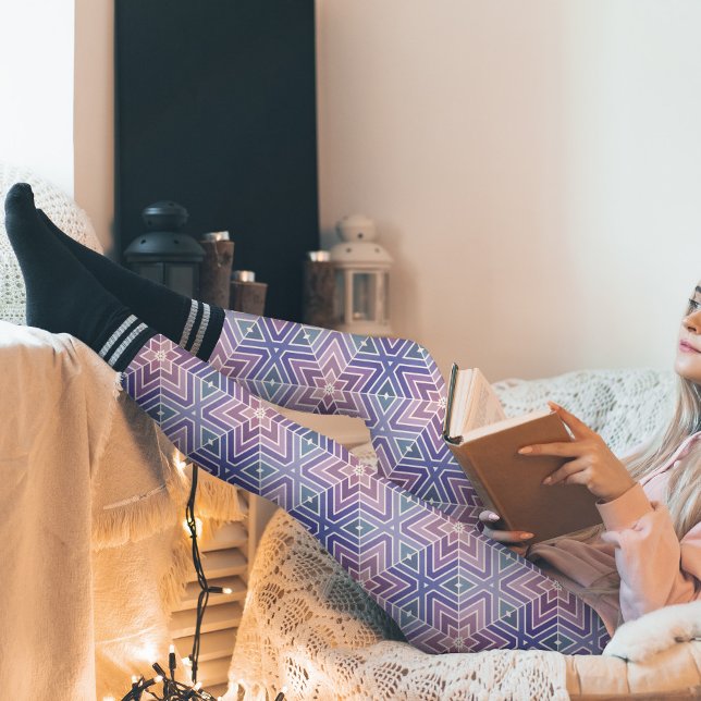 Legging Padrão Geométrico Maze lavanda Star (Lavender Geometric Pattern Leggings)