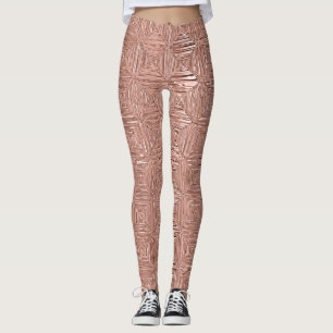 Legging Padrão Geométrico Metálico Rosa Dourado