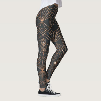 Legging Padrão Geométrico Místico Celestial Art Déco Lótus