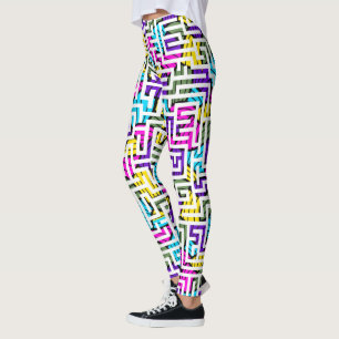 Legging Padrão Geométrico Moderno Colorido