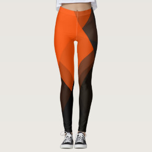 Legging Padrão Geométrico Moderno da Cinza Laranja