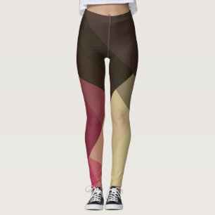 Legging Padrão Geométrico Moderno de Creme Roxo de Cinza