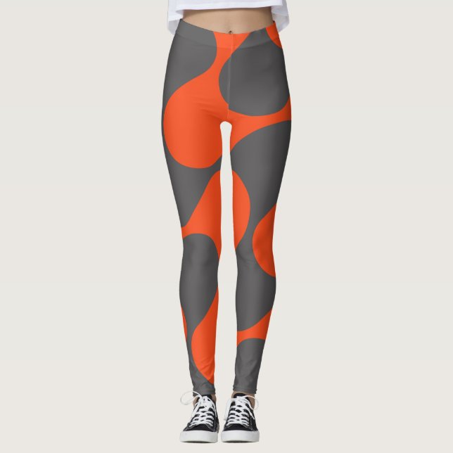 Legging Padrão Geométrico Moderno De Laranja E Abstrato De (Frente)