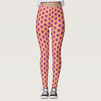Legging Padrão Geométrico Moderno Rosa e Laranja Retro