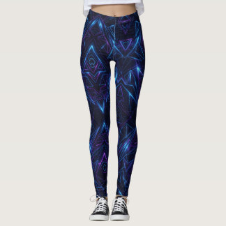Legging Padrão Geométrico Neon Cibernético Sem Costura