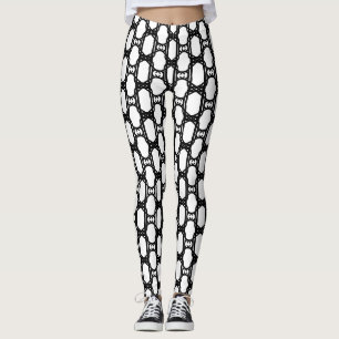 Legging Padrão Geométrico Preto Branco Moderno e Elegante