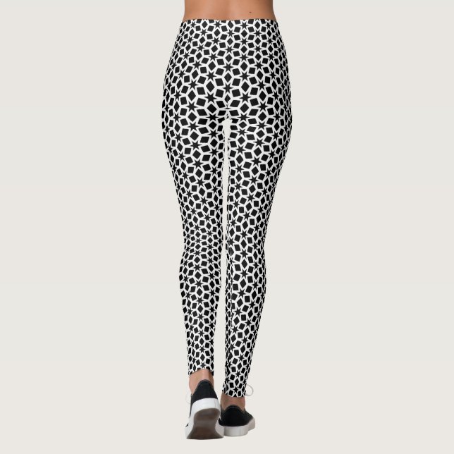 Legging Padrão Geométrico Preto e Branco (Verso)