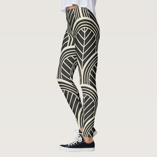 Legging Padrão Geométrico Preto e Branco Chic Sem Costura (Esquerda)