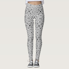 Legging padrão geométrico preto e branco moderno