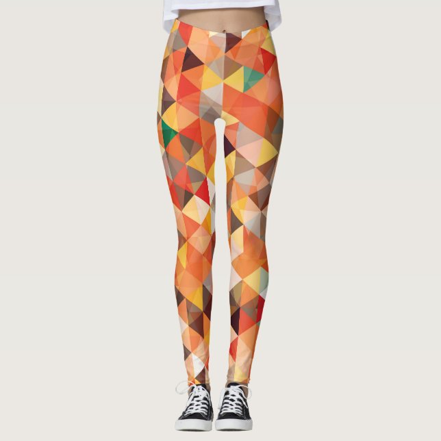 Legging Padrão geométrico sem costura do triângulo abstrat (Frente)