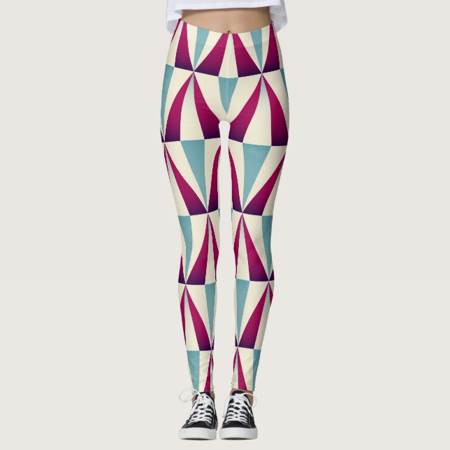 Legging Padrão geométrico sem costura do triângulo Vintage (Frente)