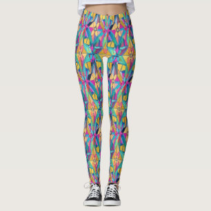 Legging Padrão geométrico simétrico multicolorido vibrante