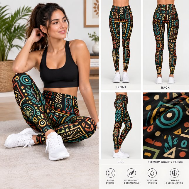 Legging Padrão Geométrico Tribal Moderno (Criador carregado)