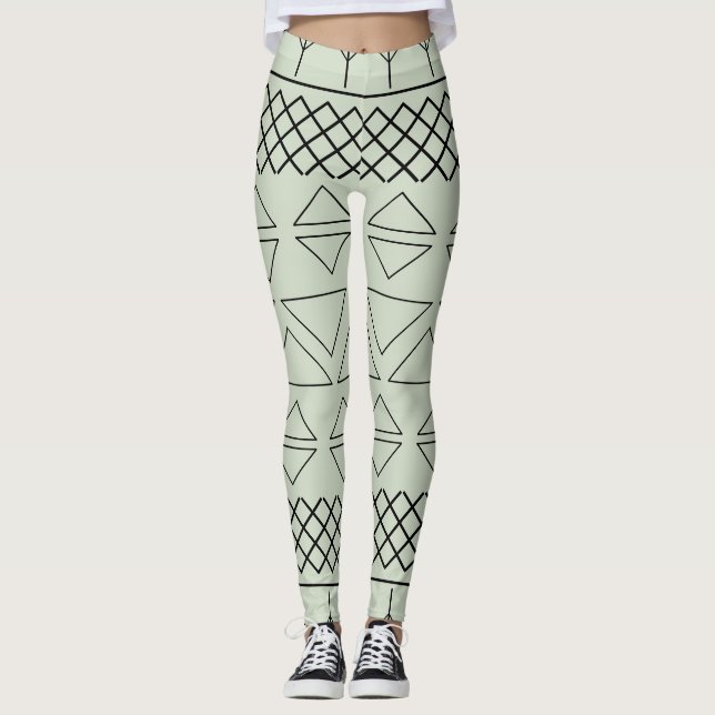 Legging Padrão Geométrico Verde (Frente)