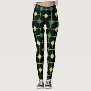 Legging Padrão Geométrico Verde e Amarelo sem Vista em Pre