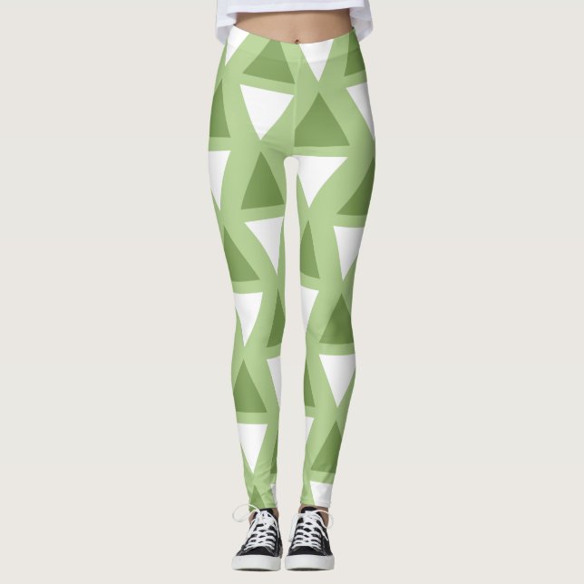 Legging Padrão geométrico verde pastel simples (Frente)