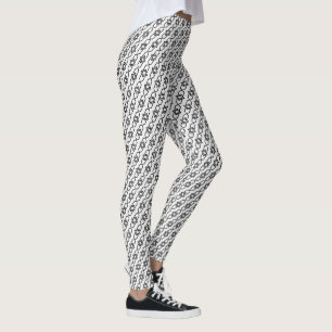 Legging Padrão Geométrico Yukata do Japão Branco da Cin
