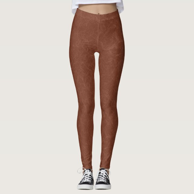 Legging Padrão giratório texturizado marrom rico (Frente)