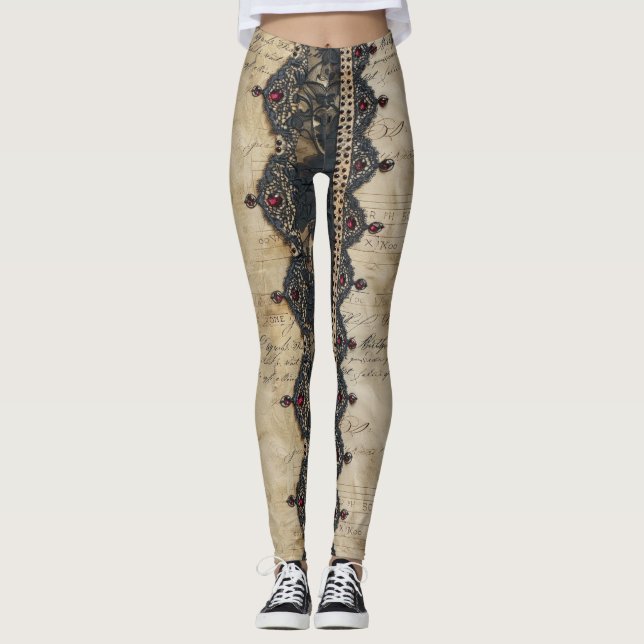 Legging Padrão Gótico de Renda Rubi Vitoriano (4) (Frente)