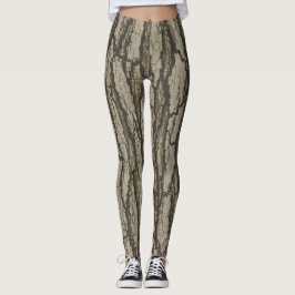 Legging Padrão Gráfico de Camuflagem de Casca de Carvalho