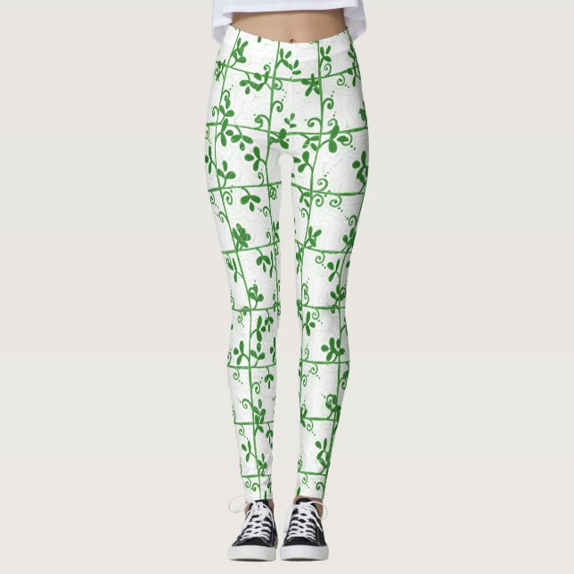 Legging Padrão Gráfico Floral sem costura transparente (Frente)