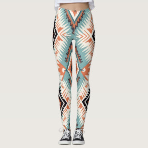 Legging Padrão Grande Tribal Ocidental Aztec