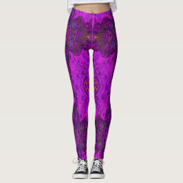 Legging Padrão Groovy Abstrato Magenta e Preto