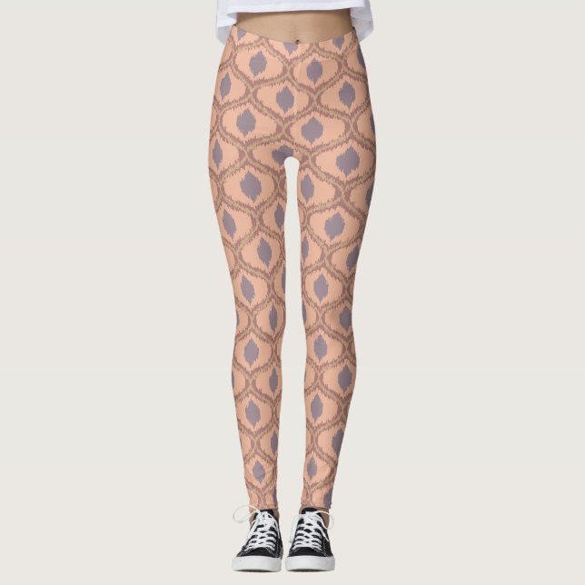 Legging Padrão Ikat Boho Peach Mauve (Frente)