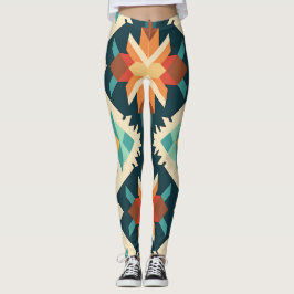 Legging Padrão Ikat do Diamond Retro
