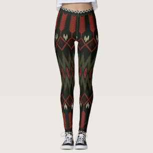 Legging Padrão Ikat: Ornamento Étnico Geométrico