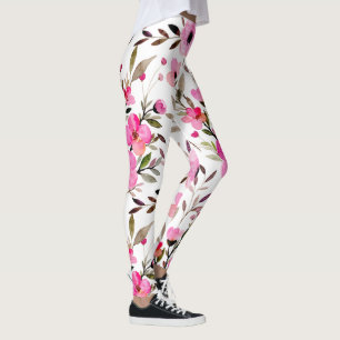 Legging Padrão Incrível de Aquarela Rosa Floral