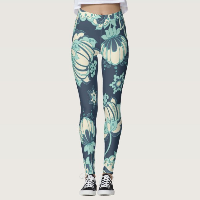 Legging Padrão Indígena Floral de Vintage (Frente)