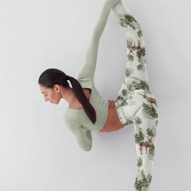 Legging Padrão Invisível da Floresta de Inverno da Aquarel (Criador carregado)