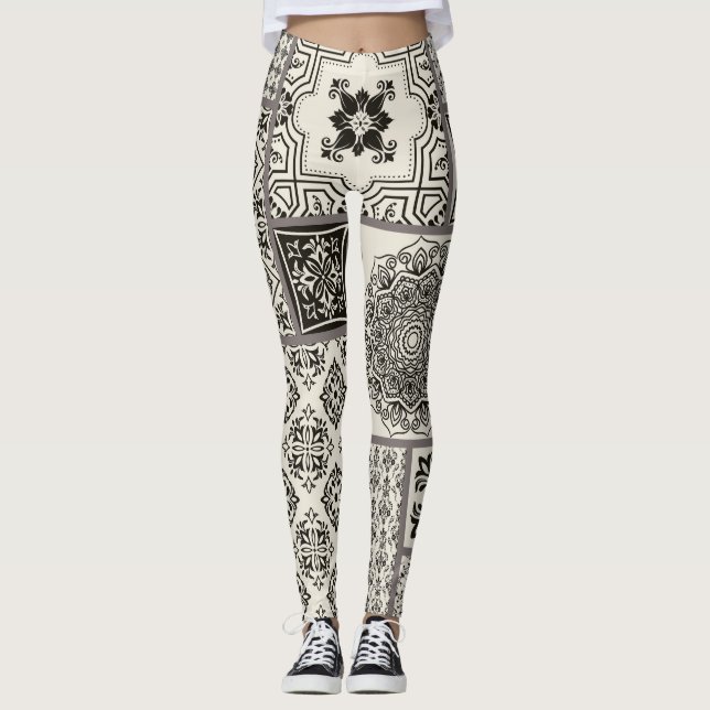 Legging Padrão Islâmico do Azulejo da Potéria Majolica (Frente)