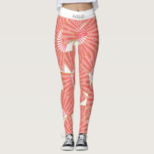 Legging Padrão Japonês Rosa e Branco