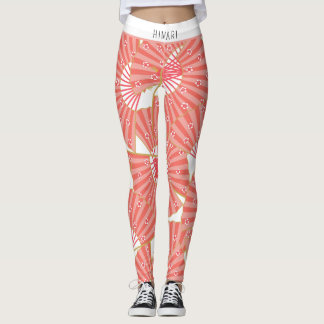 Legging Padrão Japonês Rosa e Branco