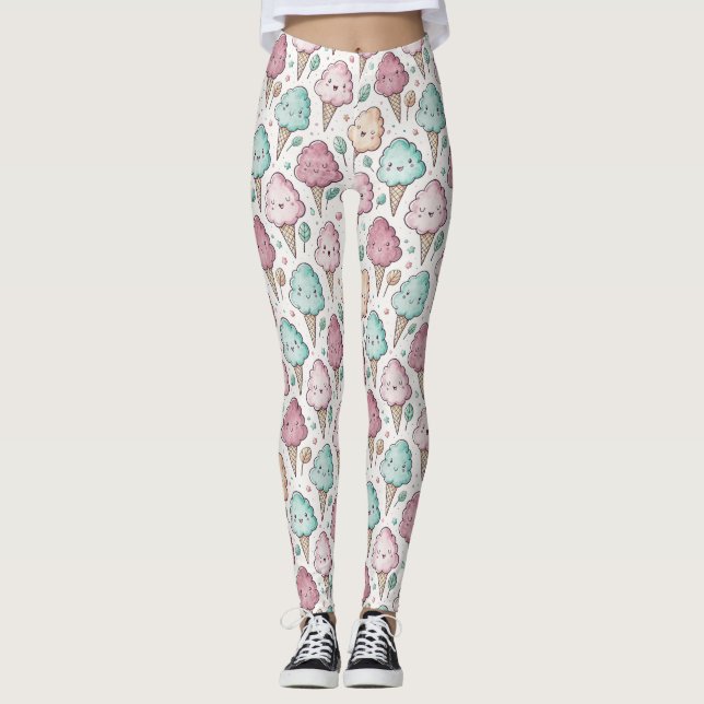 Legging Padrão Kawaii de algodão doce (Frente)