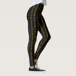 Legging padrão laranja binário em preto